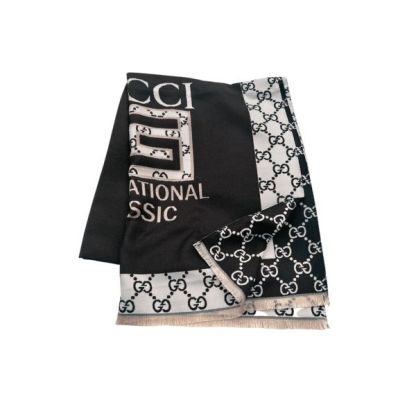 GG GG WOOL JACQUARD SCARF BLACK