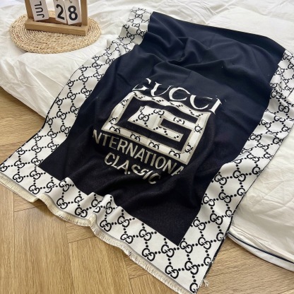 GG GG WOOL JACQUARD SCARF BLACK