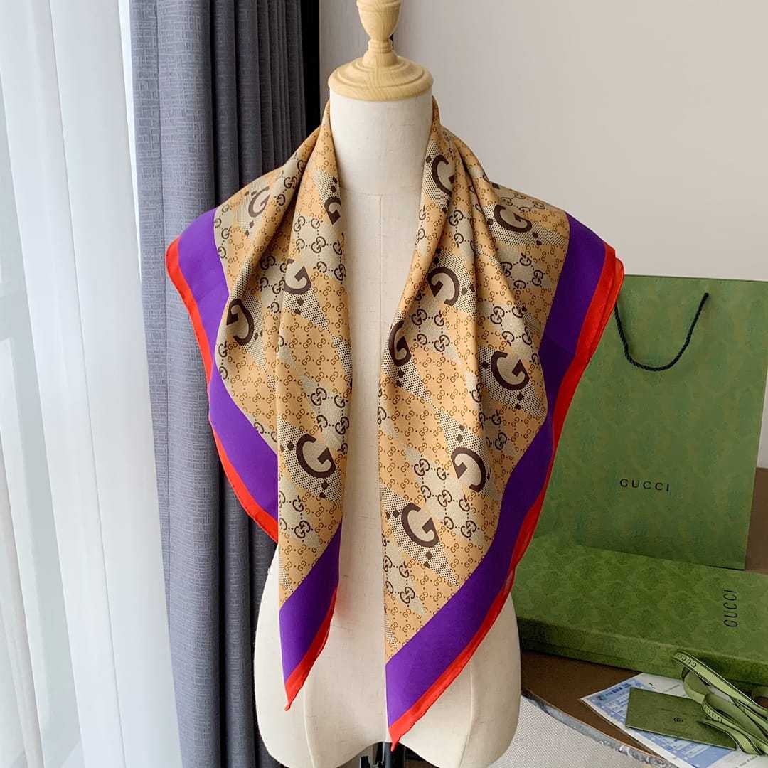 GG GG PATCHWORK BACKGAMMON PRINT SCARF ‎721265 3G001 9870
