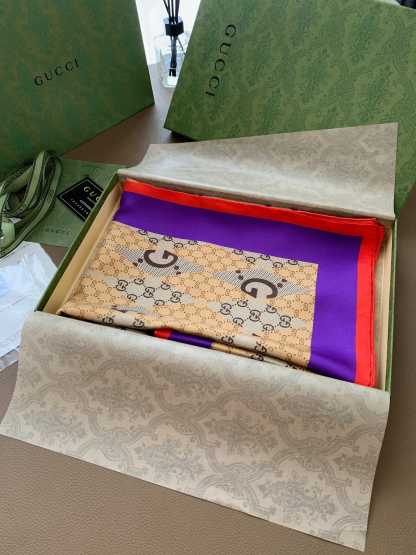 GG GG PATCHWORK BACKGAMMON PRINT SCARF ‎721265 3G001 9870