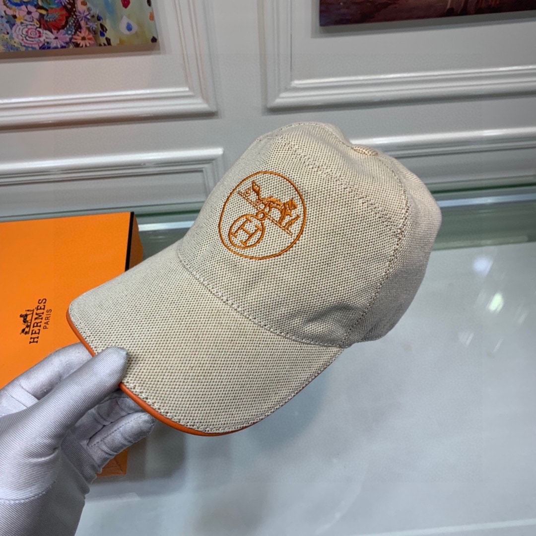 HM LOGO CANVAS CAP BEIGE ORANGE