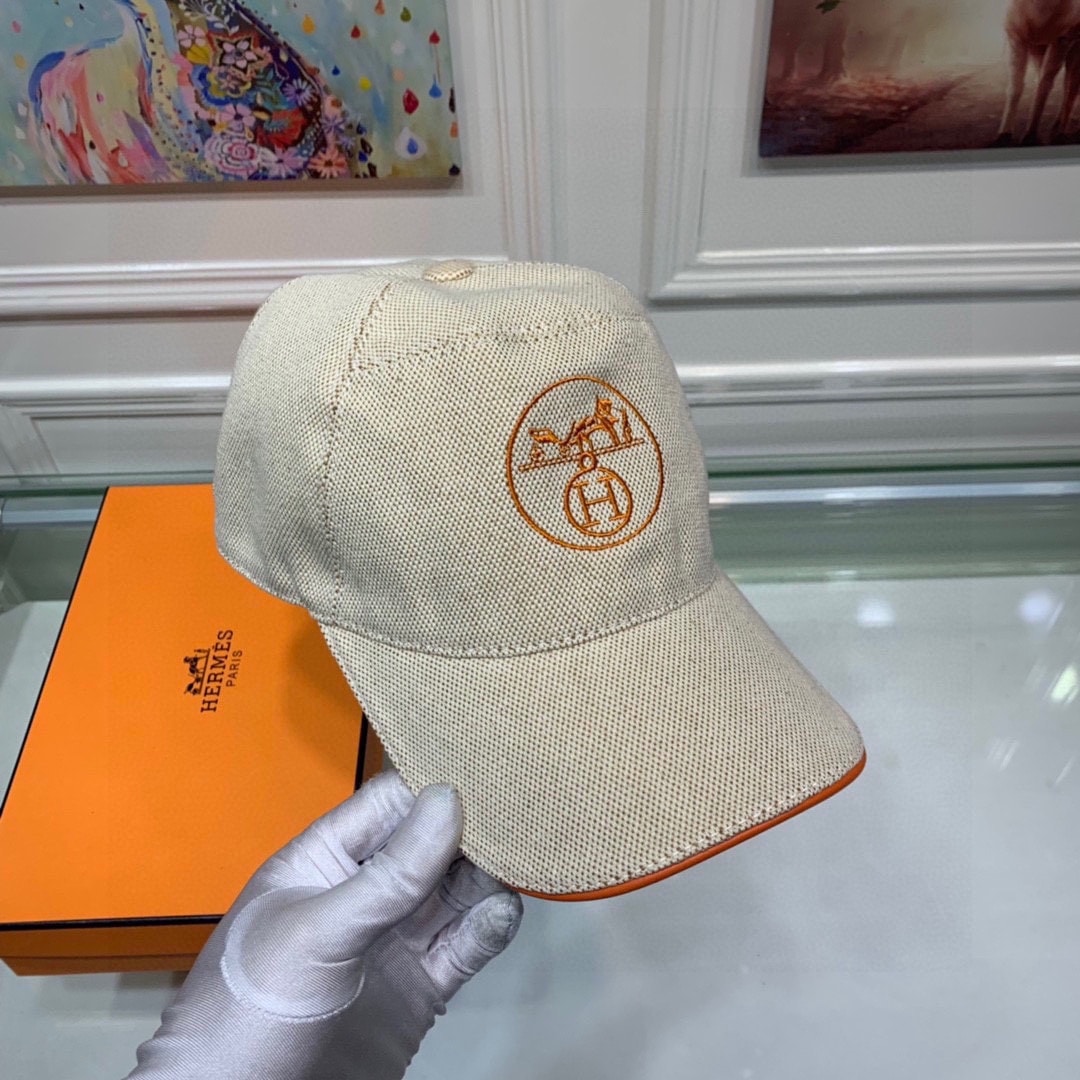 HM LOGO CANVAS CAP BEIGE ORANGE