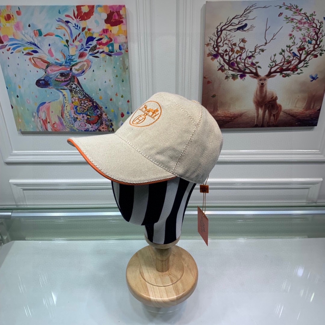 HM LOGO CANVAS CAP BEIGE ORANGE
