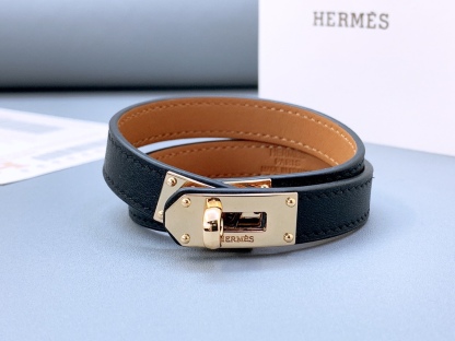 HM KELLY DOUBLE TOUR BRACELET LEATHER BLACK H068438CD89T1