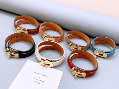 HM KELLY DOUBLE TOUR BRACELET LEATHER BLACK H068438CD89T1