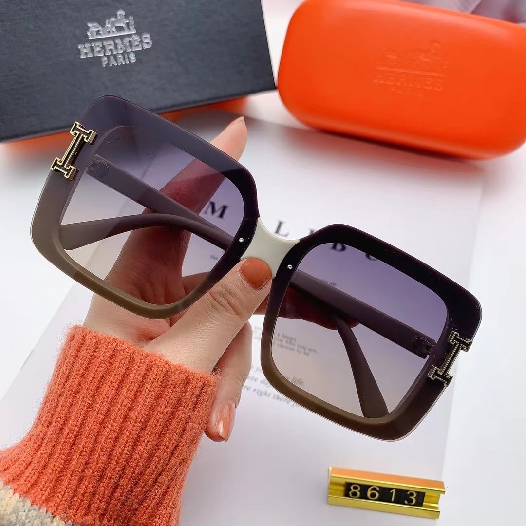 HM SQUARE SUNGLASSES WITH H LOGO LIGHT BROWN