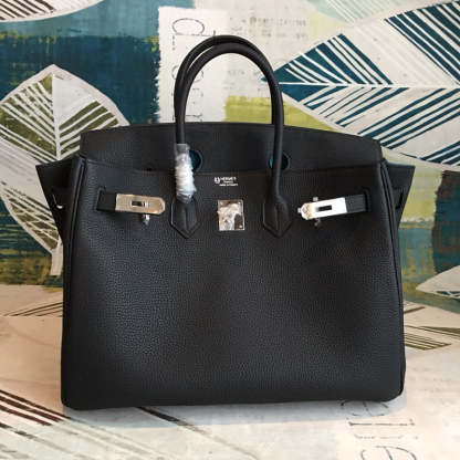 HM Birkin Black For Women Silver Toned Hardware 11.8in/30cm