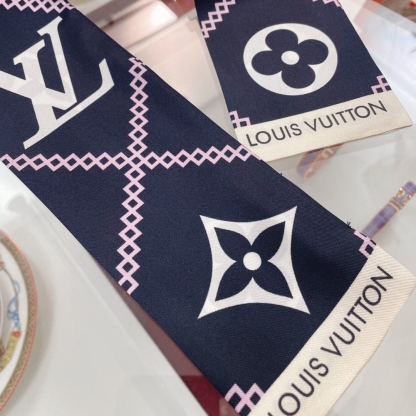 LV LV CROISILLON BANDEAU SILK BLACK 120CM