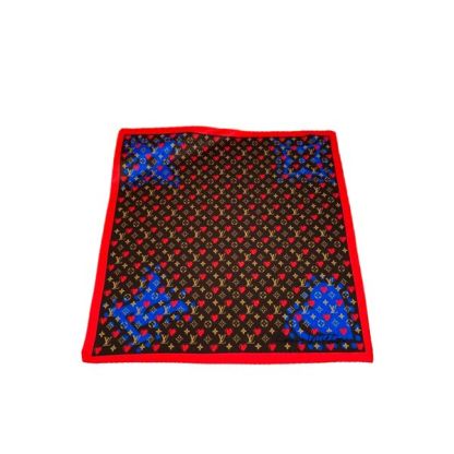 LV HEART MONOGRAM SILK SCARF BLACK RED