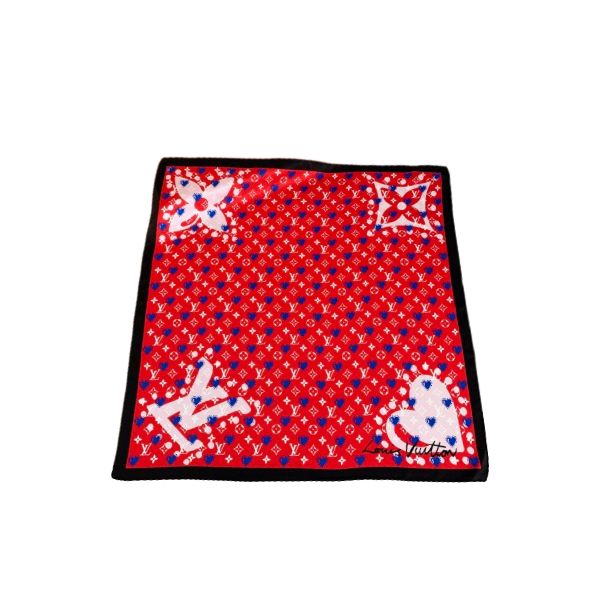 LV HEART MONOGRAM SILK SCARF RED