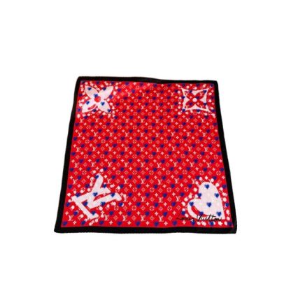 LV HEART MONOGRAM SILK SCARF RED