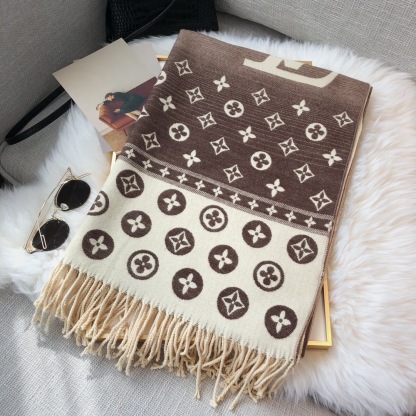 LV CASHMERE SCARF BROWN