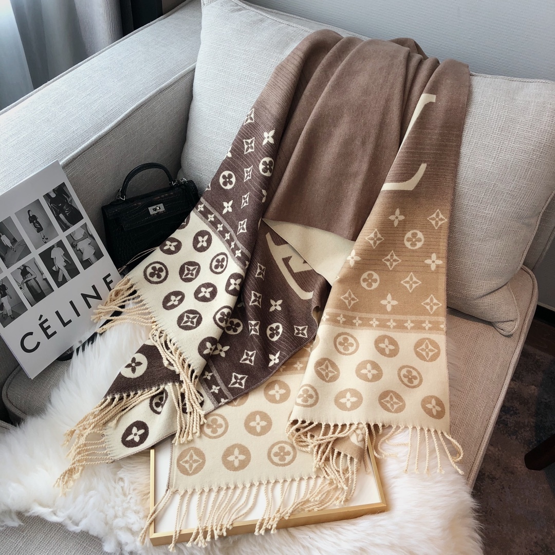 LV CASHMERE SCARF BROWN