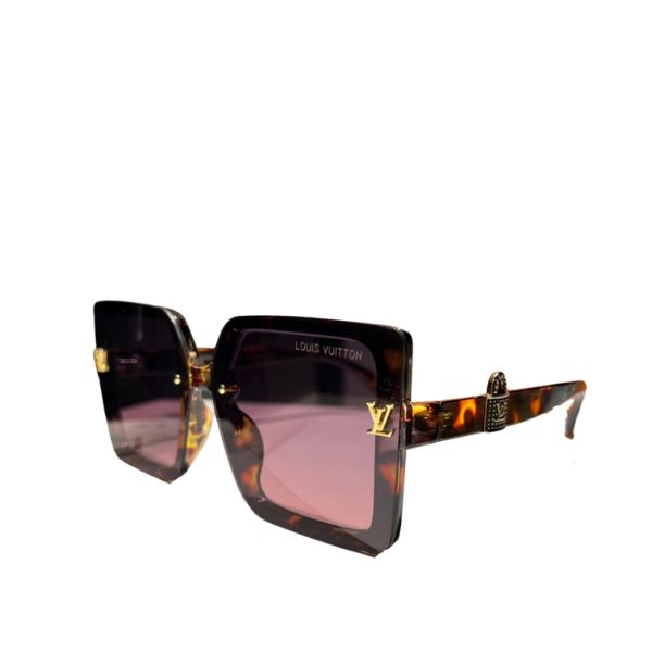 LV LOCK SQUARE SUNGLASSES DARK TORTOISE BROWN