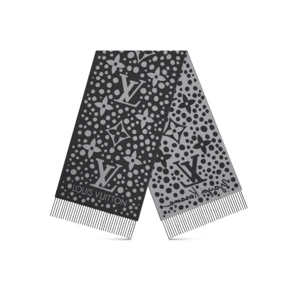 LV LV X YK INFINITY DOTS SCARF BLACK