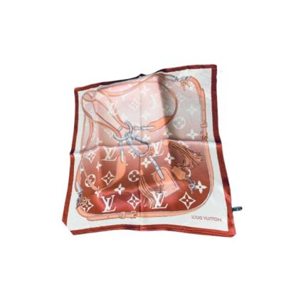 LV STRAPS SQUARE SCARF BROWN