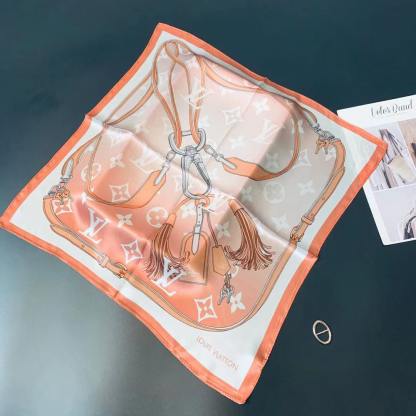 LV STRAPS SQUARE SCARF ORANGE
