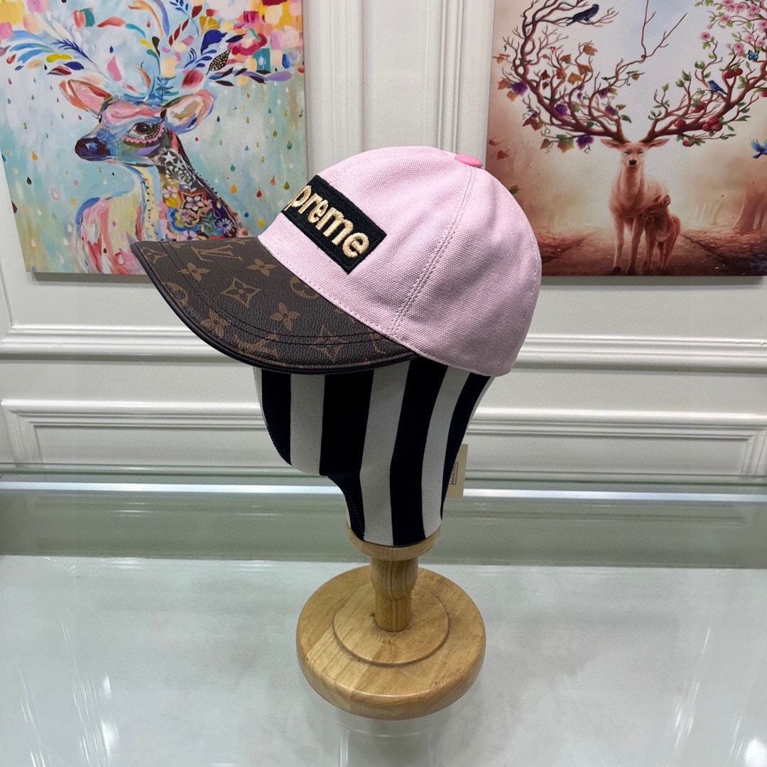 LV SUPREME LOGO CAP PINK