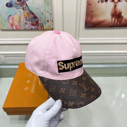 LV SUPREME LOGO CAP PINK