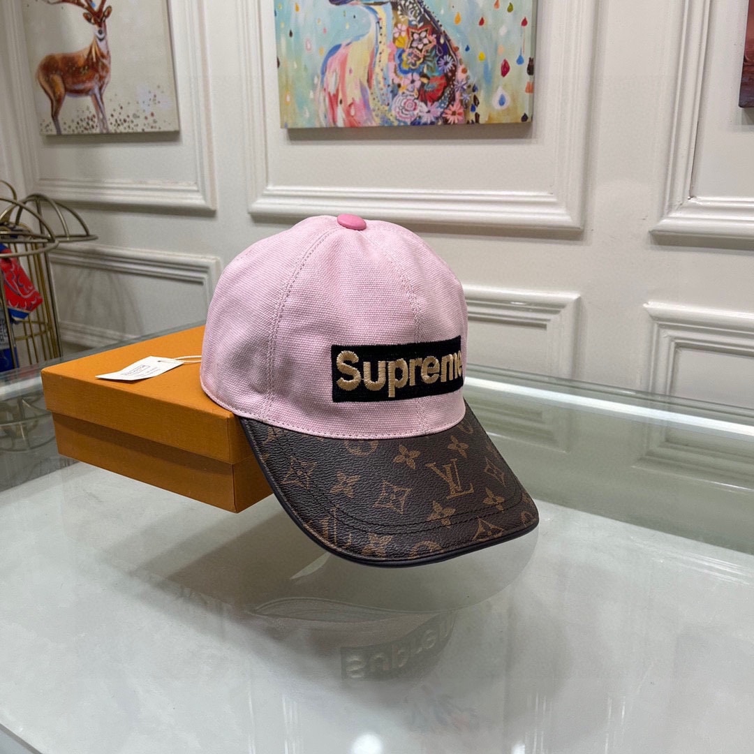 LV SUPREME LOGO CAP PINK