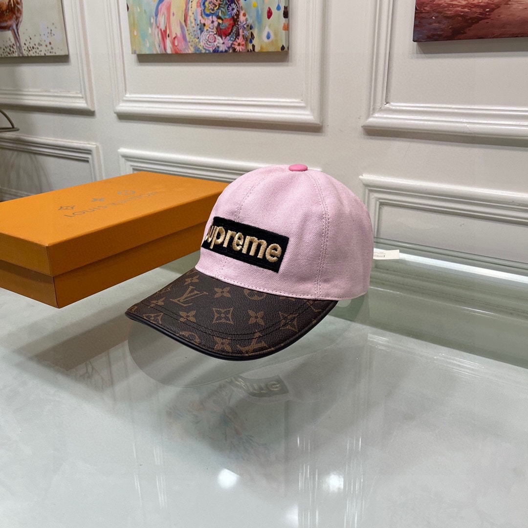 LV SUPREME LOGO CAP PINK