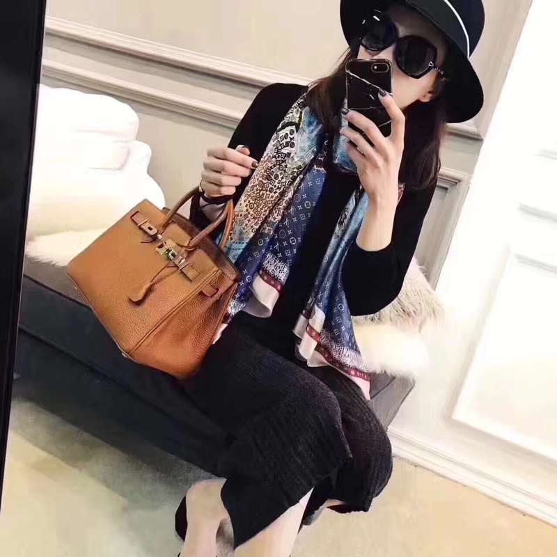 LV CARRE MONOGRAM WORLD MAP SCARF BLUE 180CM