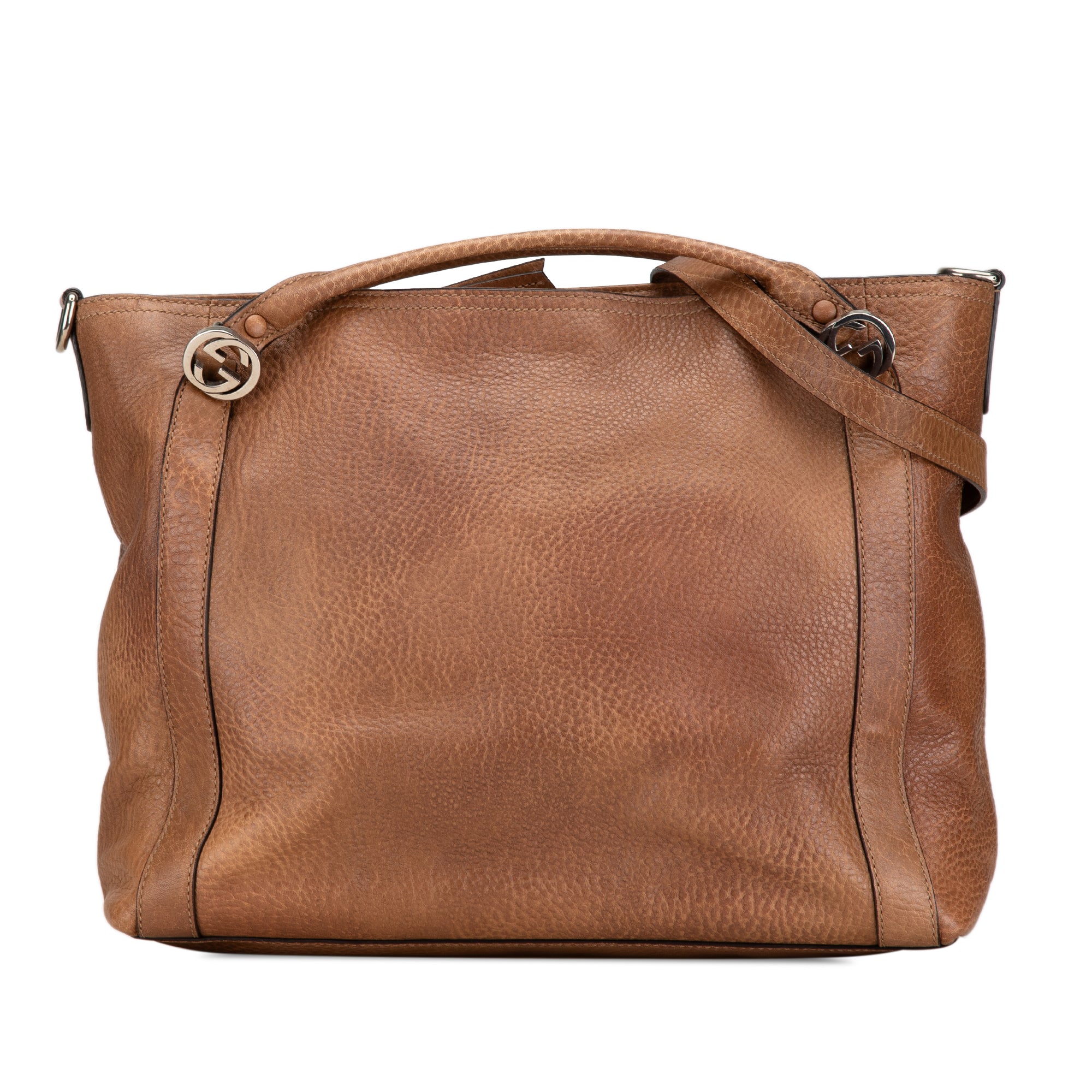 Brown Gucci Medium Leather Miss GG Satchel
