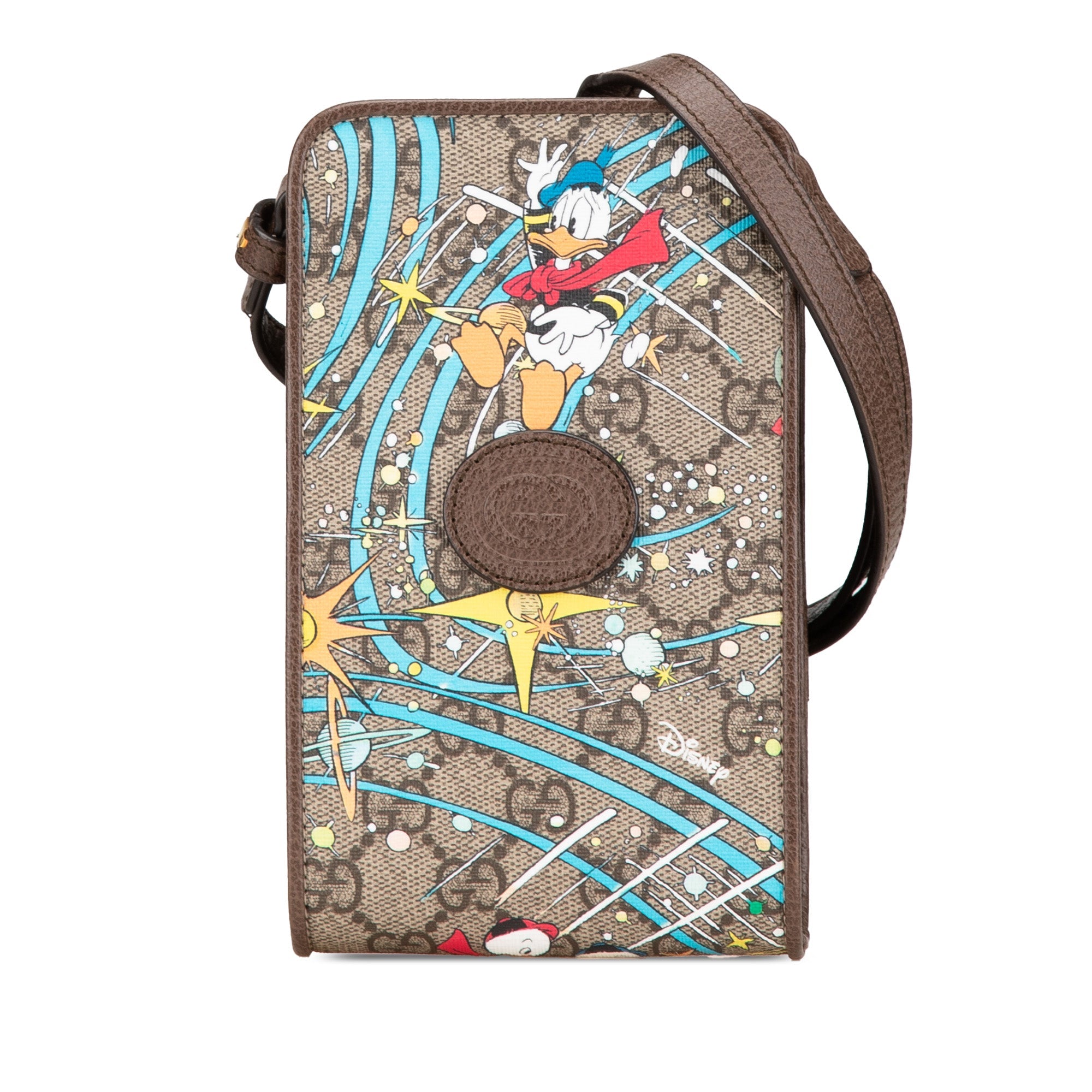 Brown Gucci GG Supreme Disney Phone Case Crossbody