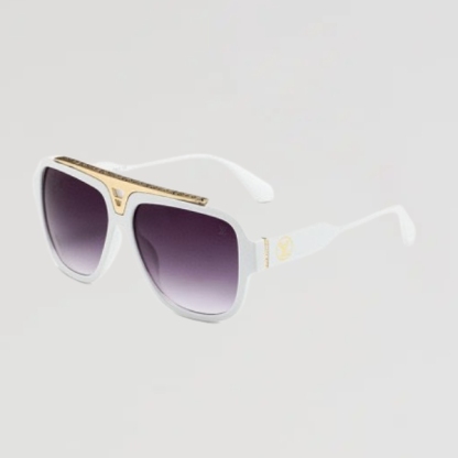 LV WHITE WITH GOLD METAL SUNGLASSES