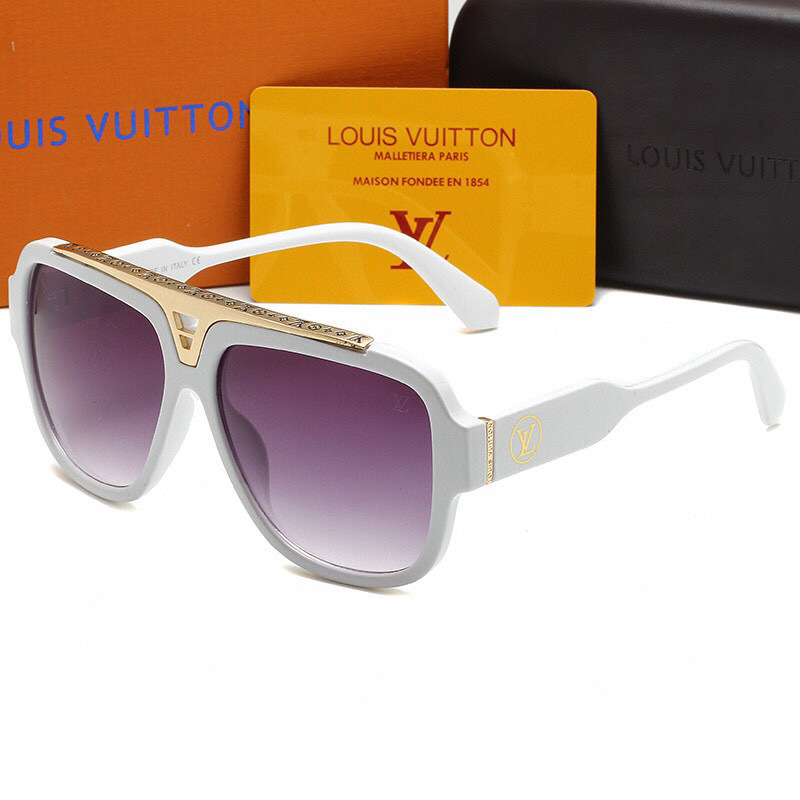 LV WHITE WITH GOLD METAL SUNGLASSES