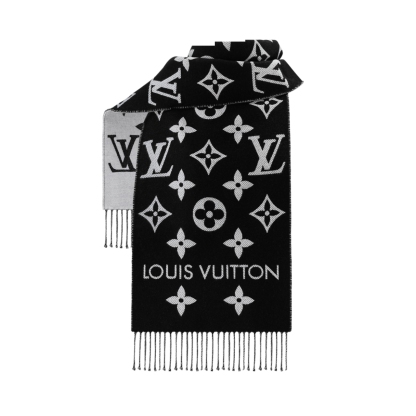 LV LV MONOGRAM ESSENTIAL SCARF ENCRE BLACK M77853