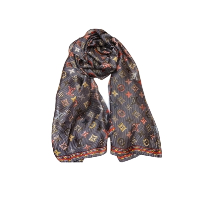 LV MONOGRAM DOTS AND STRIPES SCARF BLACK 180CM