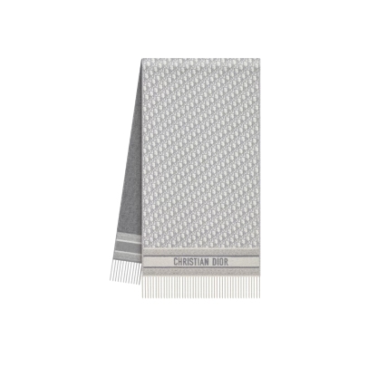 DOR OBLIQUE SCARF ECRU AND GRAY CASHMERE 25CDO309I093 C810