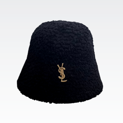 YSL FAUX FUR SHEARLING LAMBSKIN BUCKET HAT BLACK