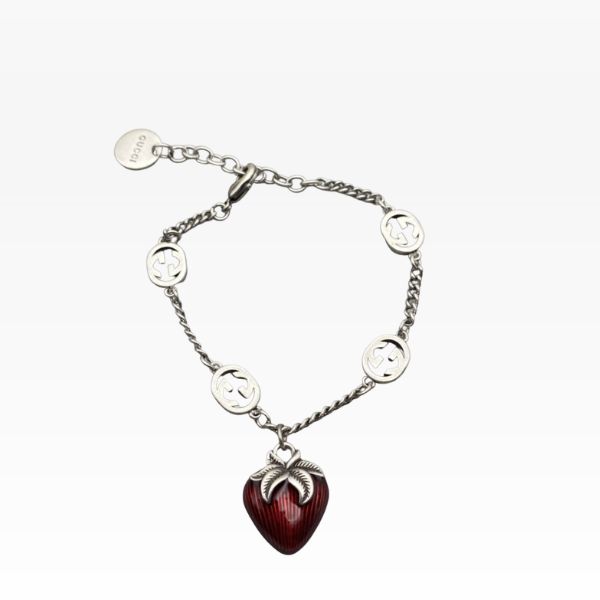 GG GG STRAWBERRY SILVER CHARM BRACELET