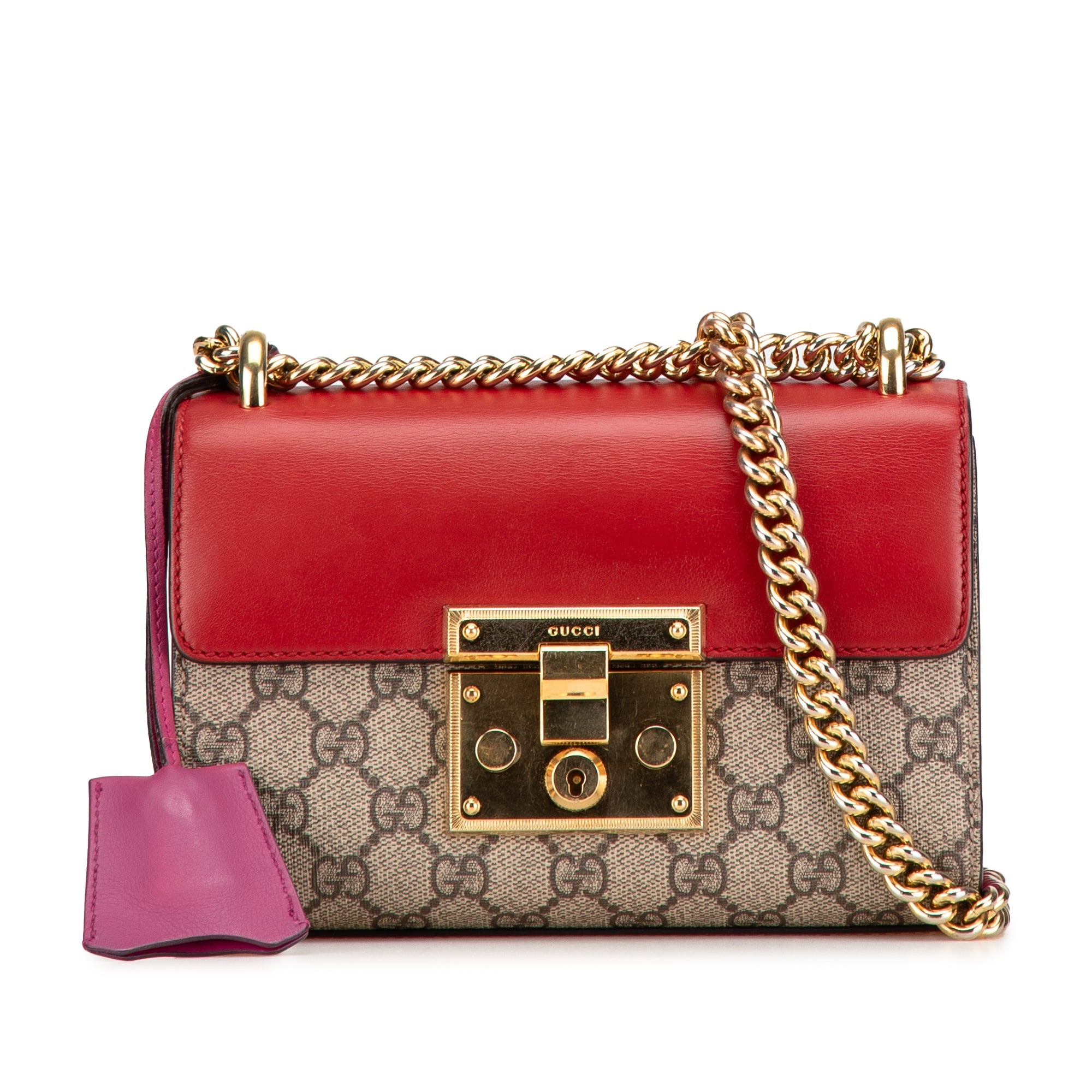 Brown Gucci Small GG Supreme Padlock Crossbody