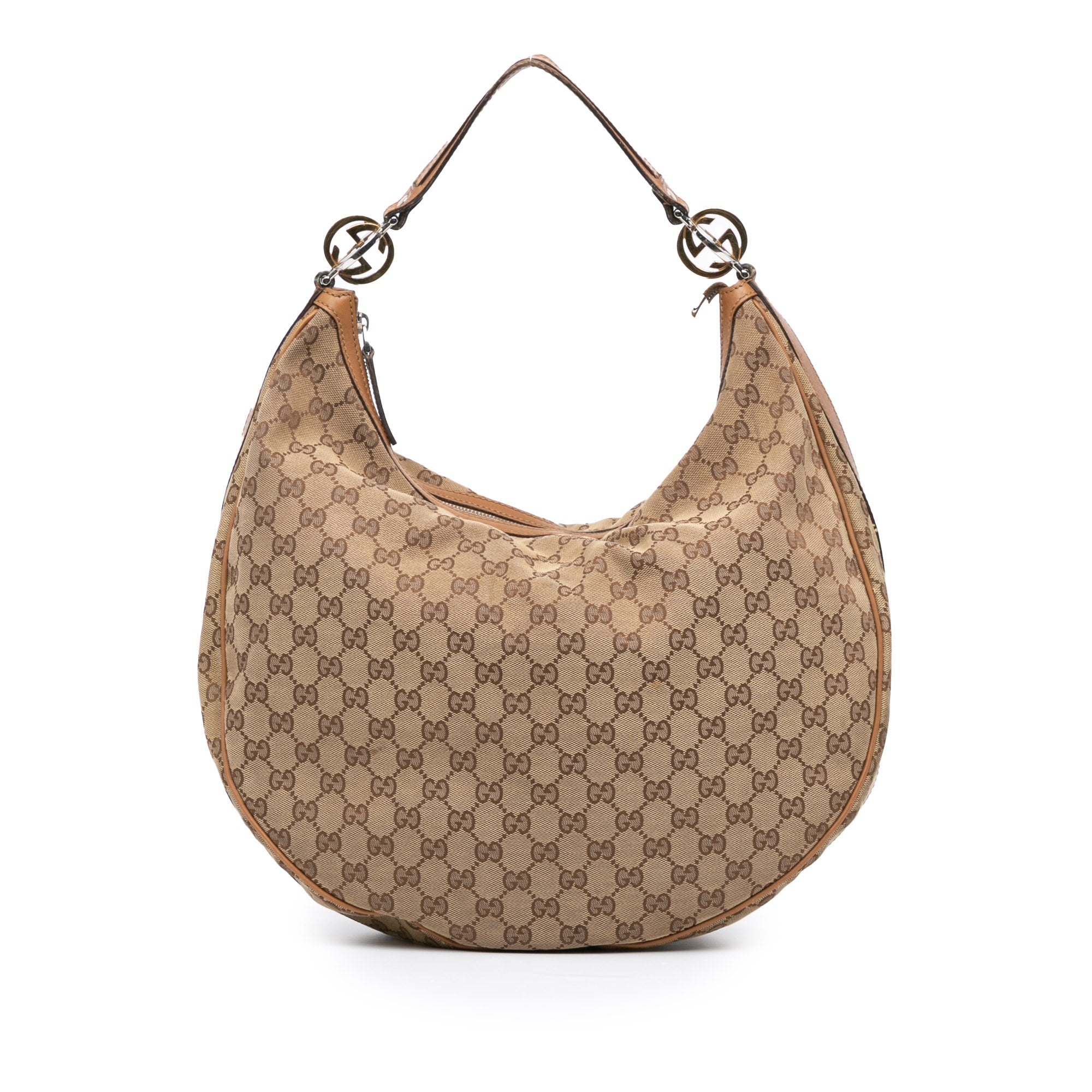 Brown Gucci Large GG Canvas Twins Hobo