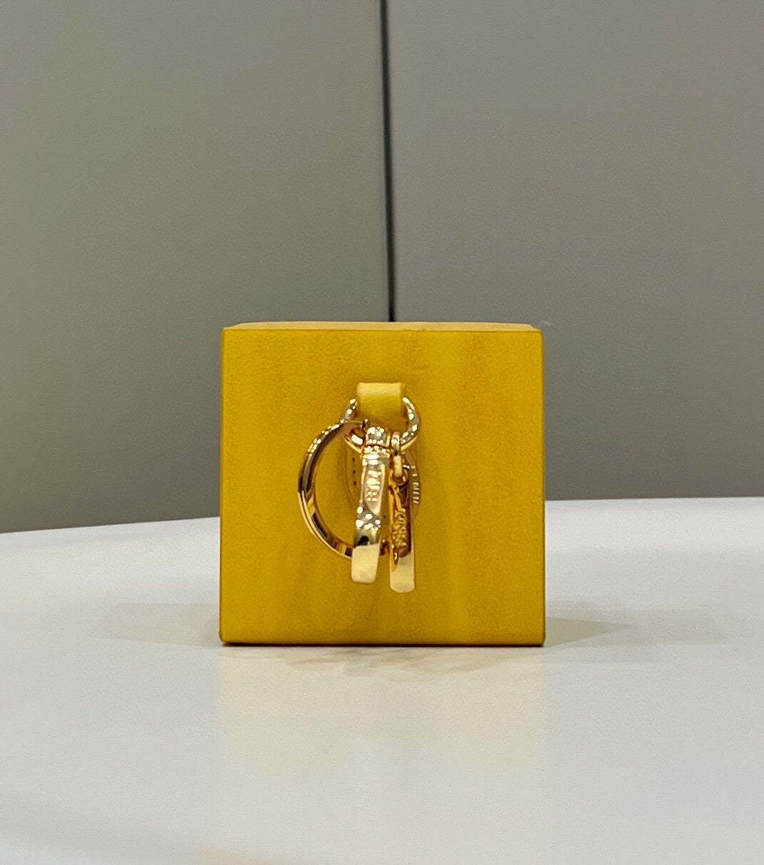 FI Logo Box Keychain Yellow Charm Bag For Woman 8cm/3in