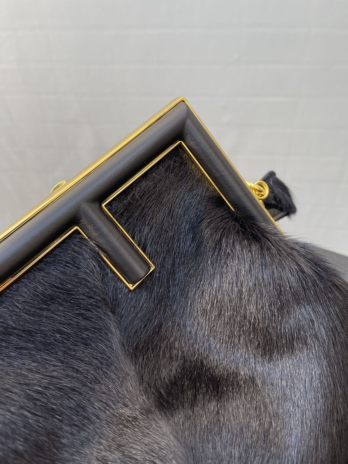 FI First Medium Black Fox Fur Bag For Woman 32.5cm/13in