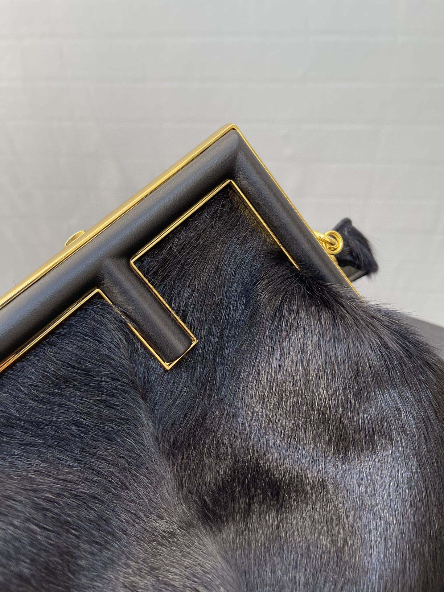 FI First Medium Black Fox Fur Bag For Woman 32.5cm/13in