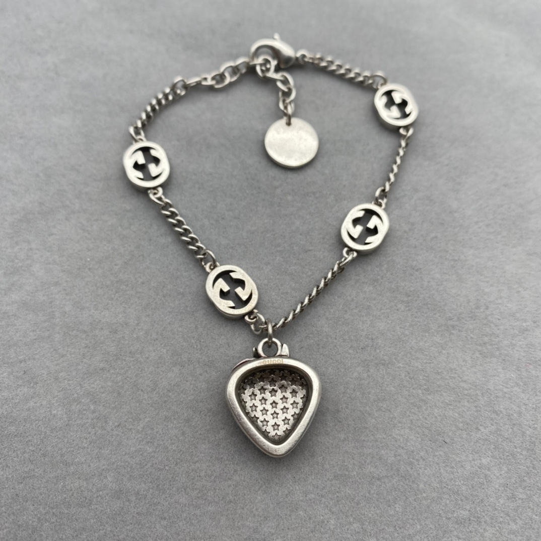 GG GG STRAWBERRY SILVER CHARM BRACELET