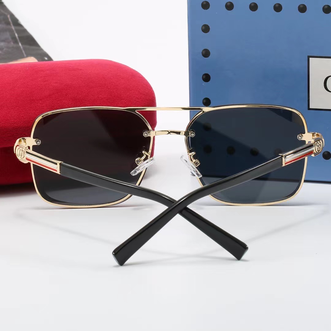 GG SQUARE GRADIENT VINTAGE GOLD METAL SUNGLASSES BLACK