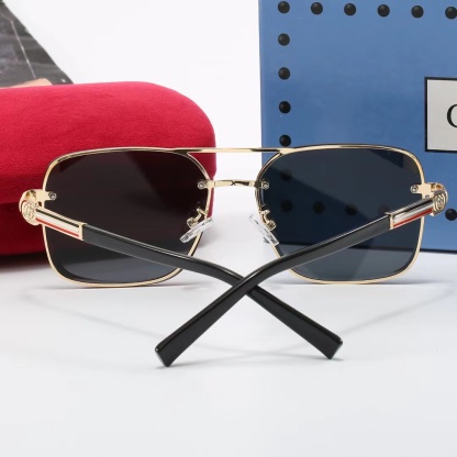 GG SQUARE GRADIENT VINTAGE GOLD METAL SUNGLASSES BLACK