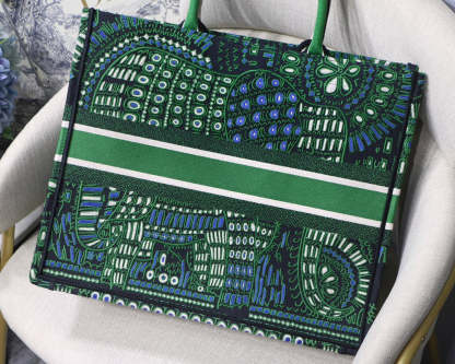 DI Large Book Tote Green Multicolor, For Women, Women’s Handbags 16.5in/42cm CD