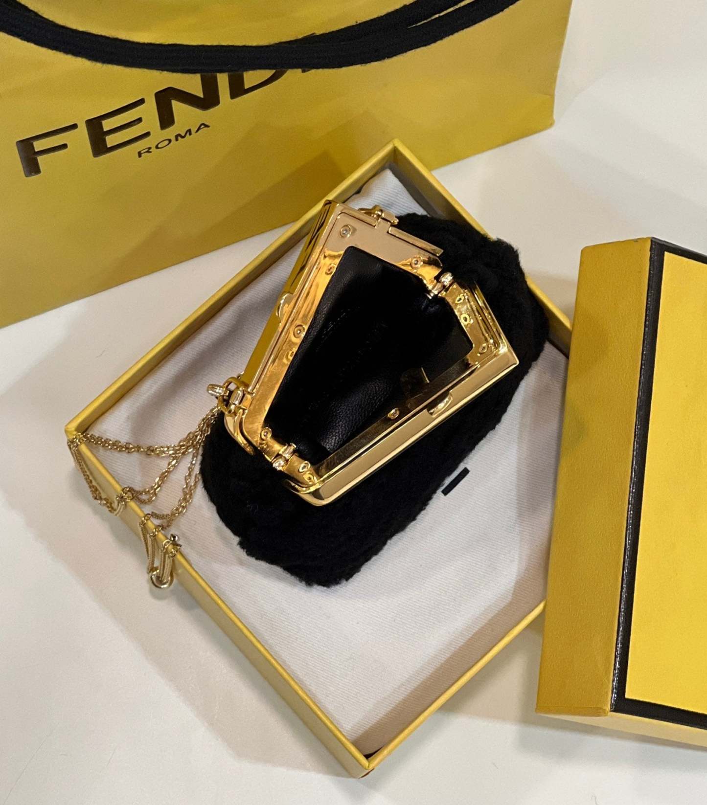 FI First Mini Black Mink Bag For Woman 11.5cm/4in