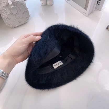 YSL FAUX FUR BUCKET HAT BLACK