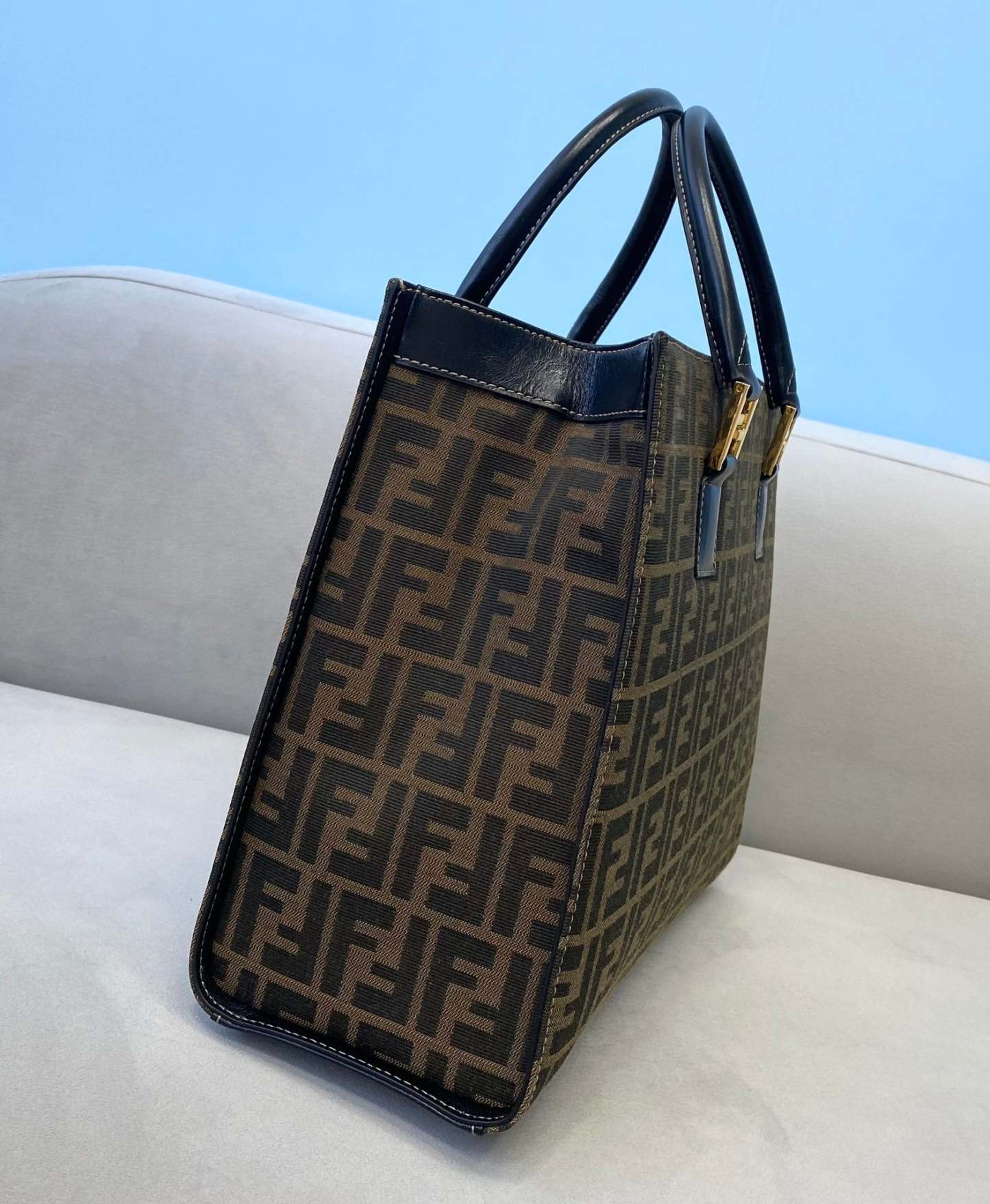FI Tote Bag 13.8in/35cm Brown For Women FF
