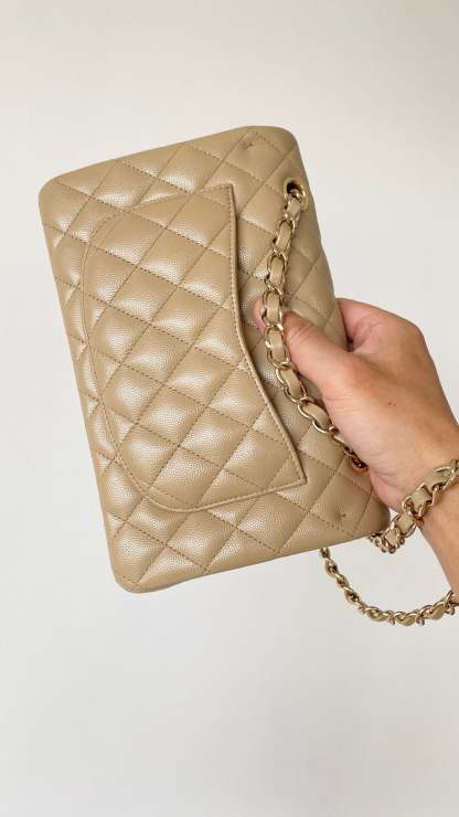 ChanelSmall Classic Handbag Beige For Women, Women&#8217;s Bags 9.1in/23cm
