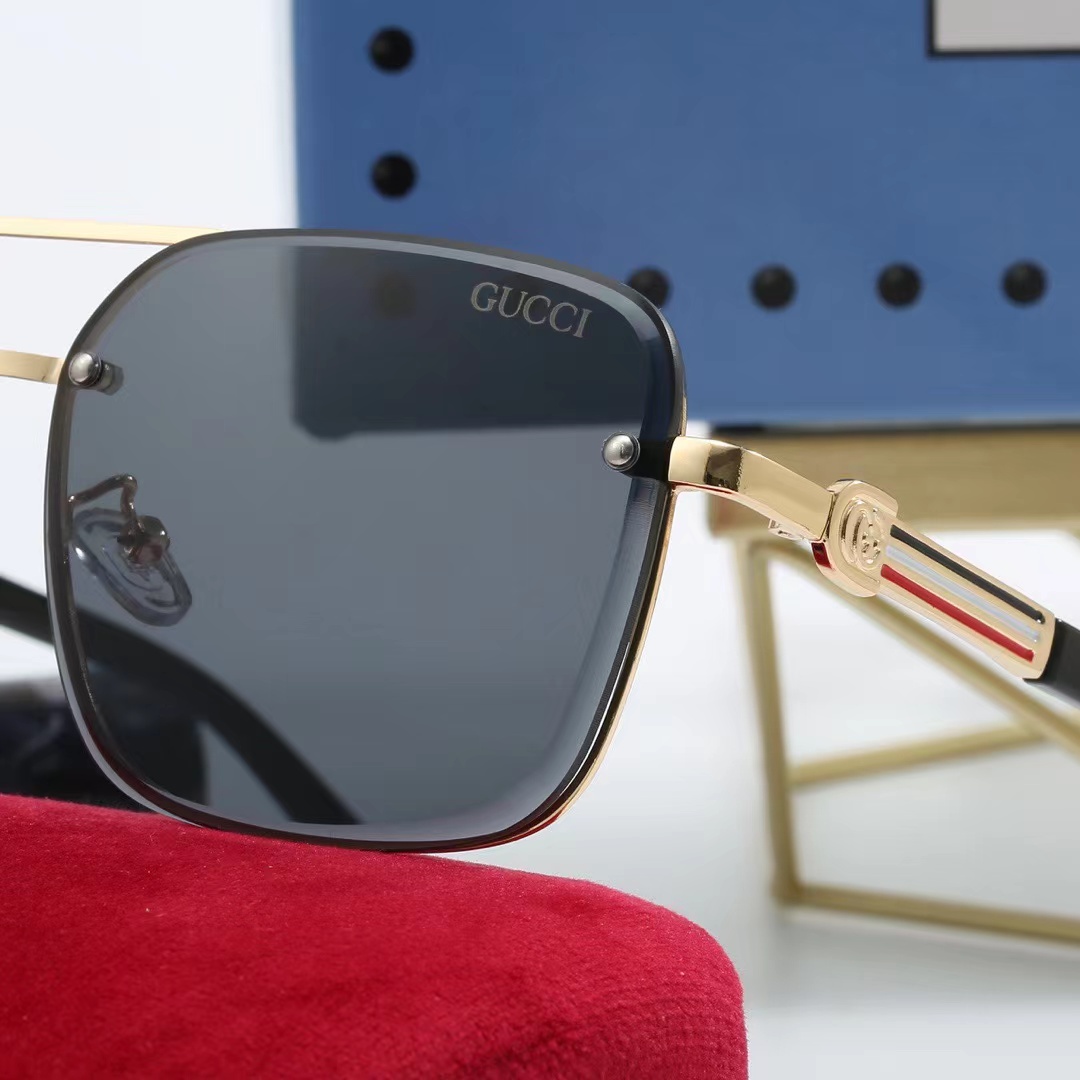 GG SQUARE GRADIENT VINTAGE GOLD METAL SUNGLASSES BLACK