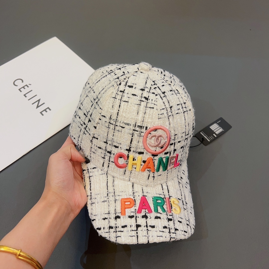 CC FANTASY TWEED MULTICOLOR LOGO BASEBALL CAP HAT WHITE
